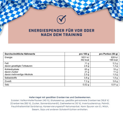 ЭНЕРГЕТИЧЕСКИЙ БАТОНЧИК ENERGYBODY BAVARIAN BAR 50 Г КЛЮКВА-КЕШЬЮ ЭНЕРГЕТИЧЕСКИЙ БАТОНЧИК ENERGYBODY BAVARIAN BAR 50 Г КЛЮКВА-КЕШЬЮ