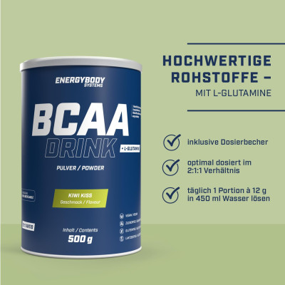 АМИНОКИСЛОТА ENERGYBODY BCAA 500 G КИВИ АМИНОКИСЛОТА ENERGYBODY BCAA 500 G КИВИ