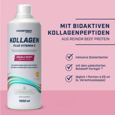 КОЛЛАГЕН ENERGYBODY COLLAGEN PLUS VITAMIN C 1000 МЛ ДВОЙНАЯ ЯГОДА