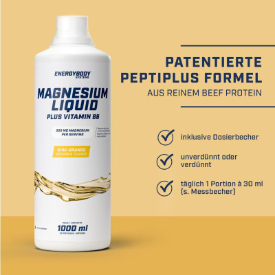 КОМПЛЕКСНЫЕ ВИТАМИНЫ ENERGYBODY MAGNESIUM LIQUID PLUS VITAMIN B6 1000 мл КИВИ-АПЕЛЬСИН