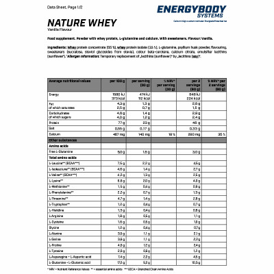 СЫВОРОТОЧНЫЙ ПРОТЕИН ENERGYBODY NATURE WHEY PROTEIN 600 Г ВАНИЛЬ СЫВОРОТОЧНЫЙ ПРОТЕИН ENERGYBODY NATURE WHEY PROTEIN 600 Г ВАНИЛЬ