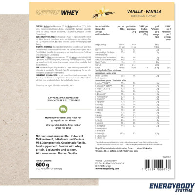 СЫВОРОТОЧНЫЙ ПРОТЕИН ENERGYBODY NATURE WHEY PROTEIN 600 Г ВАНИЛЬ СЫВОРОТОЧНЫЙ ПРОТЕИН ENERGYBODY NATURE WHEY PROTEIN 600 Г ВАНИЛЬ