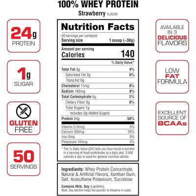 СЫВОРОТОЧНЫЙ ПРОТЕИН LABRADA 100% WHEY 1875 г КЛУБНИКА