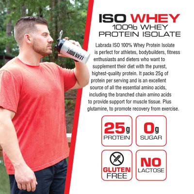 ИЗОЛЯТ ПРОТЕИНА LABRADA ISO WHEY ISOLATE 2268 г КЛУБНИКА
