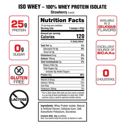 ИЗОЛЯТ ПРОТЕИНА LABRADA ISO WHEY ISOLATE 2268 г КЛУБНИКА