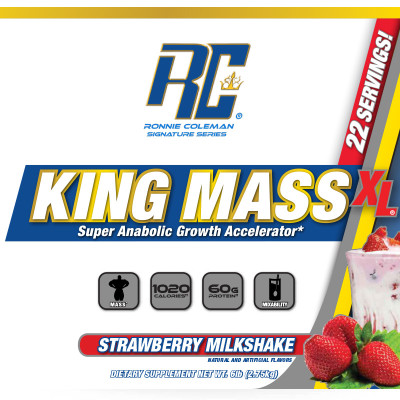 ГЕЙНЕР RONNIE COLEMAN KING MASS XL  6lb 2750 Г КЛУБНИЧНЫЙ КОКТЕЙЛЬ